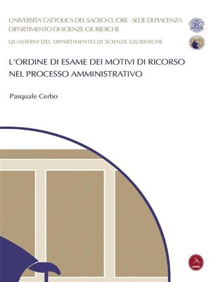 cover image of L'ordine di esame dei motivi di ricorso nel processo amministrativo